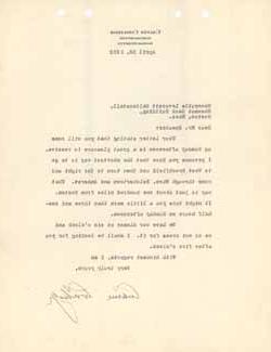 Letter from Calvin Coolidge to Leverett Saltonstall, 28 April 1932 