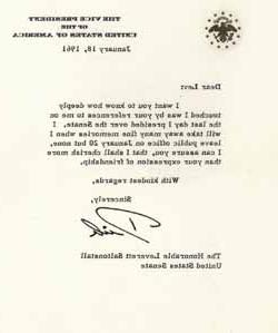 Letter from Richard Nixon to Leverett Saltonstall, 18 January 1961 