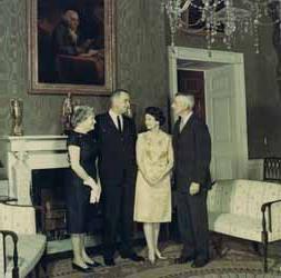 Leverett Saltonstall, Alice Saltonstall, Lyndon Johnson and Lady Bird Johnson at the White House Color photograph